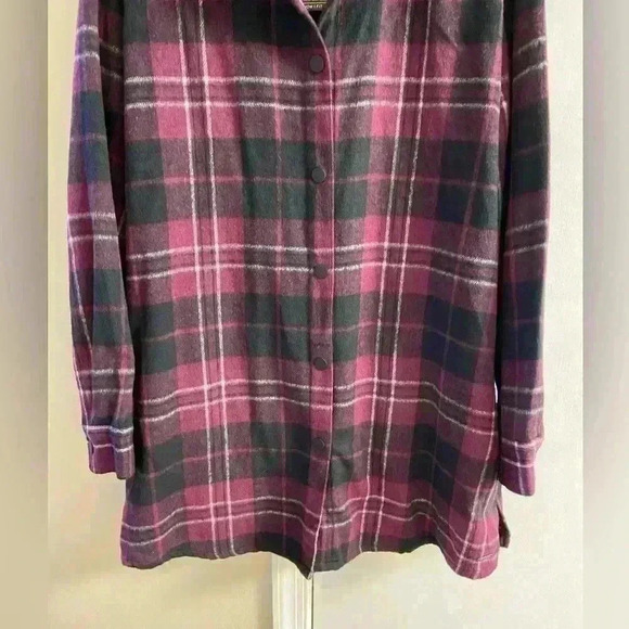 Eddie‎ Bauer brandywine plaid flannel shacket boyfriend fit XL NWT $119 - Picture 2 of 12